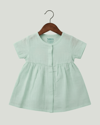 Premium Muslin Half Sleeve Frock – 100% Organic Cotton Baby Dress