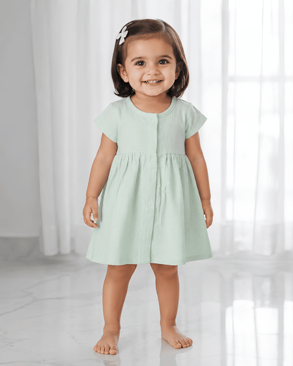 Premium Muslin Half Sleeve Frock – 100% Organic Cotton Baby Dress
