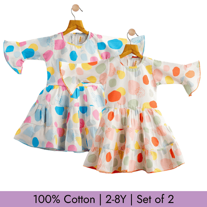 Todlerry Girls Frock | Pack of 2 |Soft & Breathable | 100% Cotton