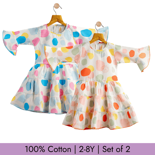 Todlerry Girls Frock | Pack of 2 |Soft & Breathable | 100% Cotton