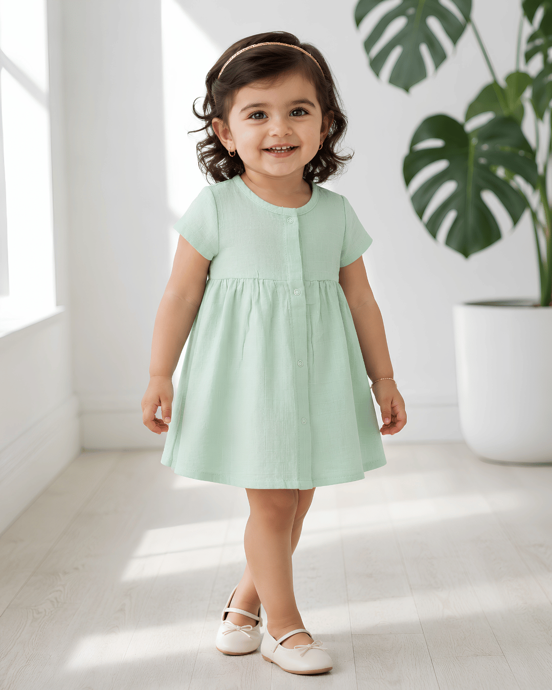 Premium Muslin Half Sleeve Frock – 100% Organic Cotton Baby Dress