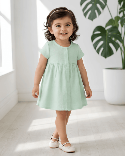 Premium Muslin Half Sleeve Frock – 100% Organic Cotton Baby Dress