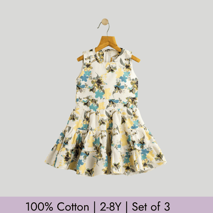 Todlerry Girls Frock | Pack of 3 |Soft & Breathable | 100% Cotton