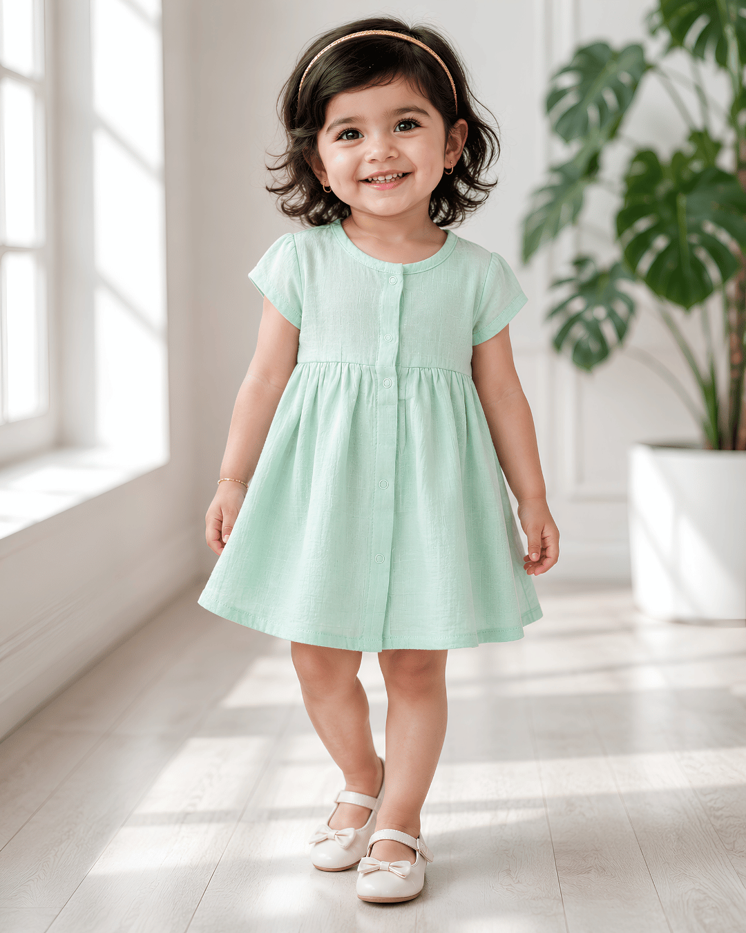 Premium Muslin Half Sleeve Frock – 100% Organic Cotton Baby Dress