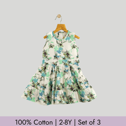 Todlerry Girls Frock | Pack of 3 |Soft & Breathable | 100% Cotton