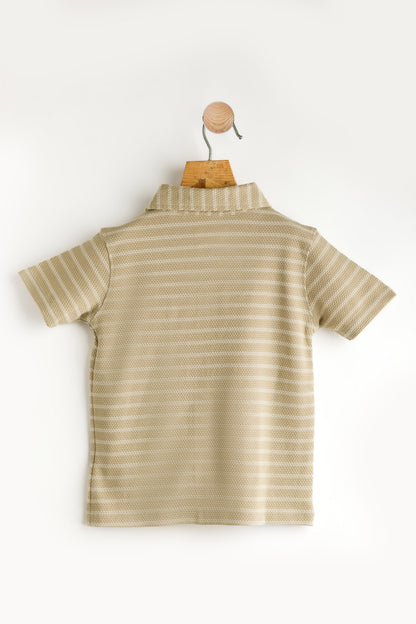 Boys Shirt Grey Strips Soft & Breathable 100% Cotton