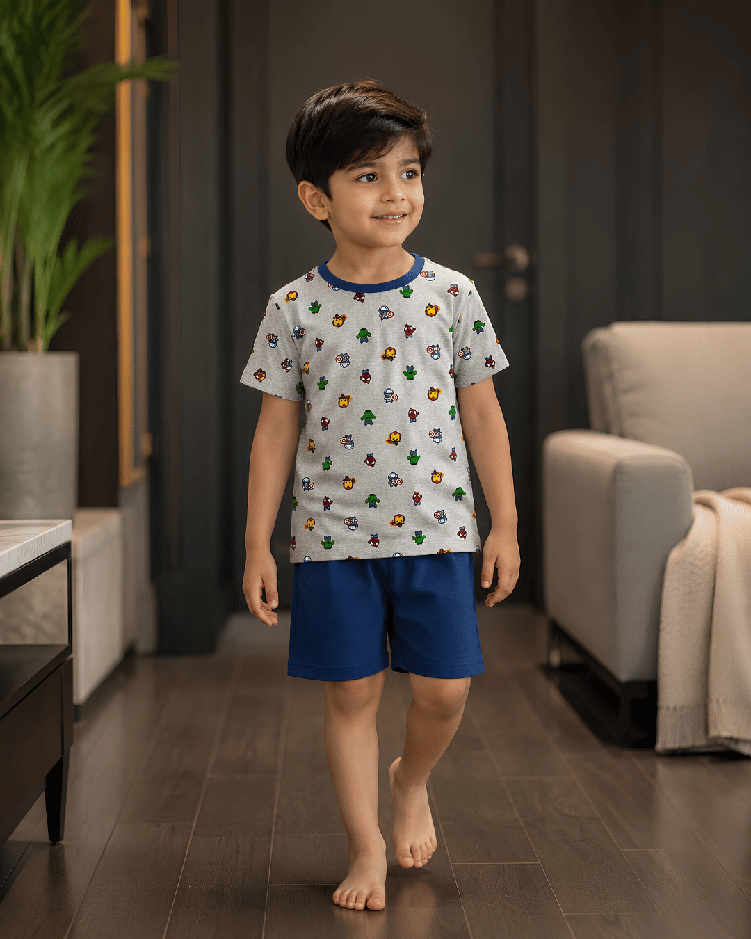 Todlerry Kids Superhero Cotton Shorts Set (Co-ord)