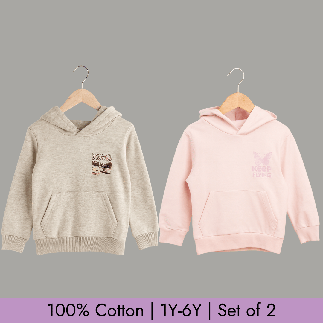Full Sleeve Hoodie Set of 2 for Kids 100% Cotton