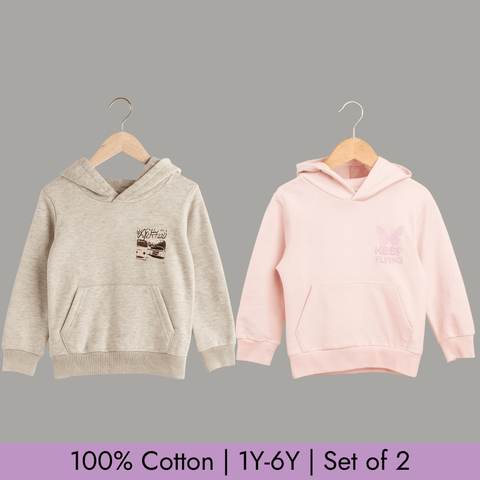 Full Sleeve Hoodie Set of 2 for Kids 100% Cotton