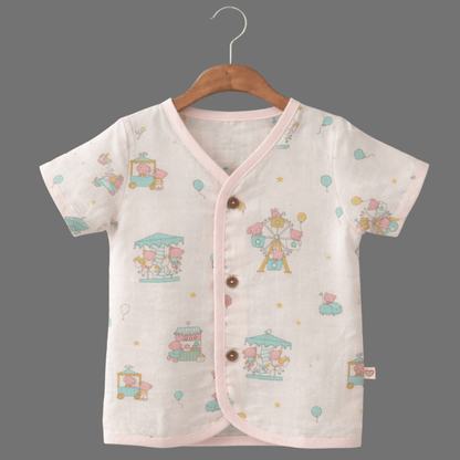 Unisex Comfy Cotton Jhabla With Soft Short Sleeve Button-Up