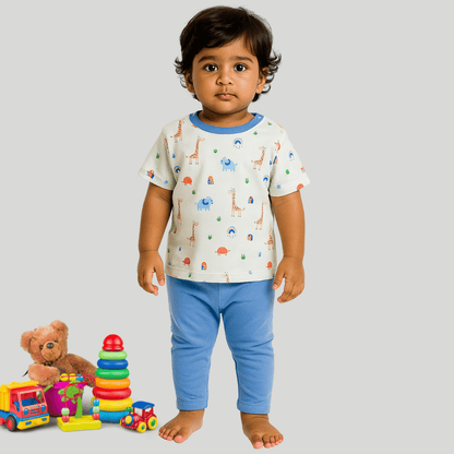 Unisex Pajama set Blue & Light green Soft & Breathable 100% Cotton