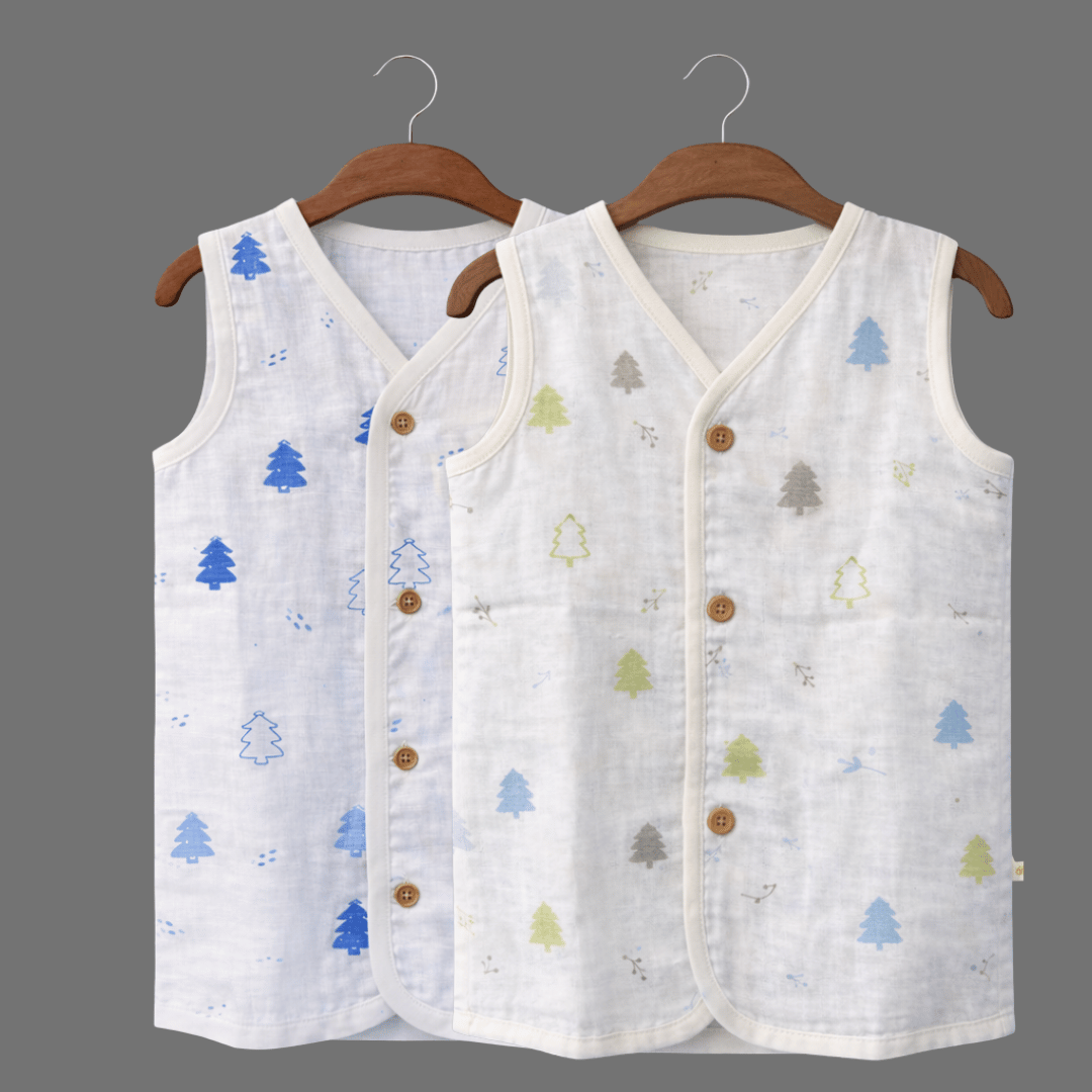 Unisex Soft Cotton Sleeveless Jhabla for Babies Combo sets