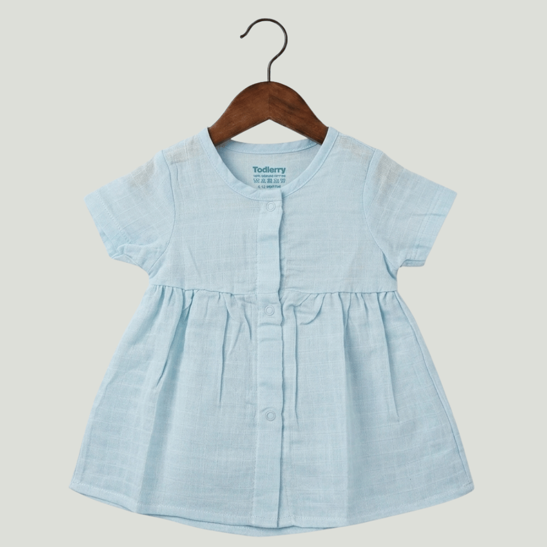 Premium Muslin Half Sleeve Frock – 100% Organic Cotton Baby Dress
