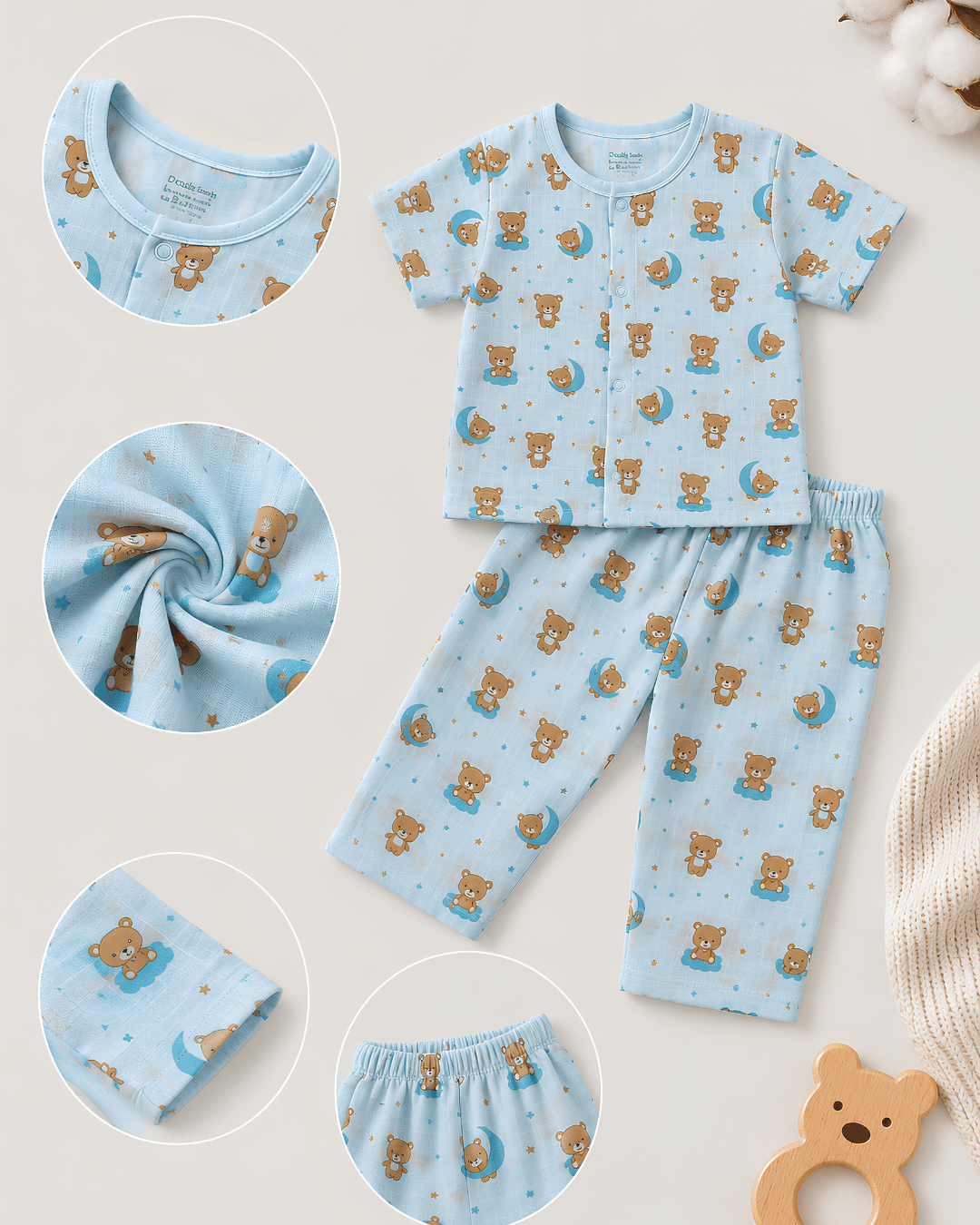 Cotton Kids Nightsuits - Pack of 2 Short Sleeve Sets for Boys & Girls