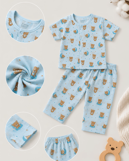 Cotton Kids Nightsuits - Pack of 2 Short Sleeve Sets for Boys & Girls