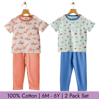 Unisex Pajama set Set of 2 Soft & Breathable 100% Cotton