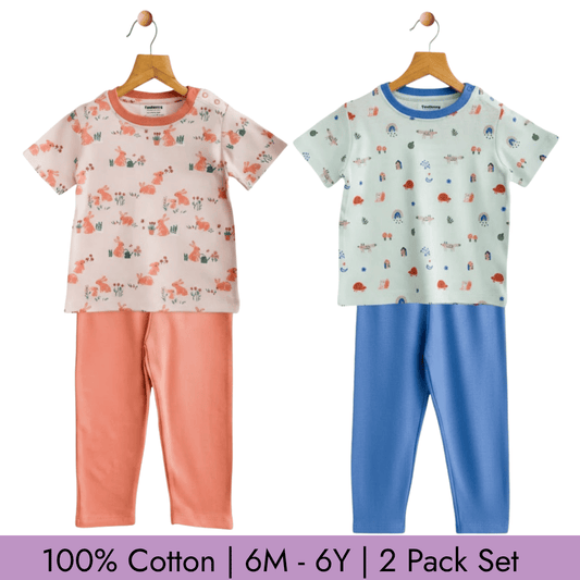 Unisex Pajama set Set of 2 Soft & Breathable 100% Cotton