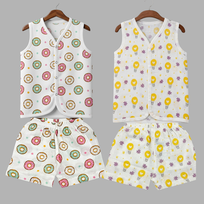 Summer Cotton Snap Up Jhabla & Shorts Set (Set of 2)