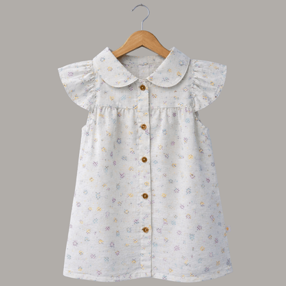 Cotton Mini Bloom Collar Neck Frock
