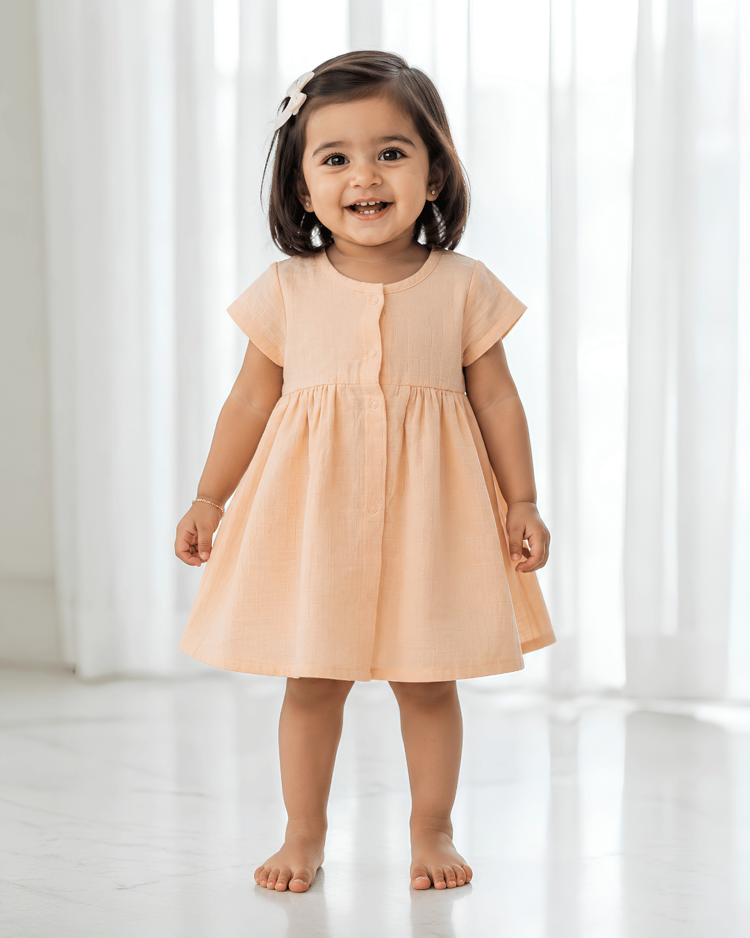 Premium Muslin Half Sleeve Frock – 100% Organic Cotton Baby Dress