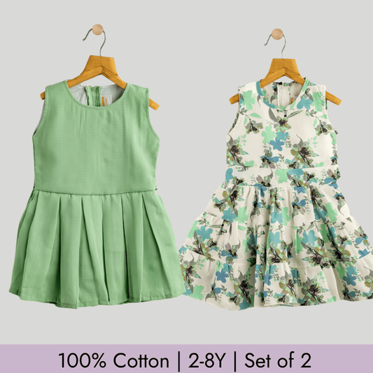 Todlerry Girls Frock | Pack of 2 |Soft & Breathable | 100% Cotton