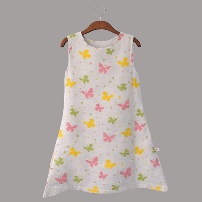 Soft Cotton Sleeveless Frock with Cute Shoulder Buttons