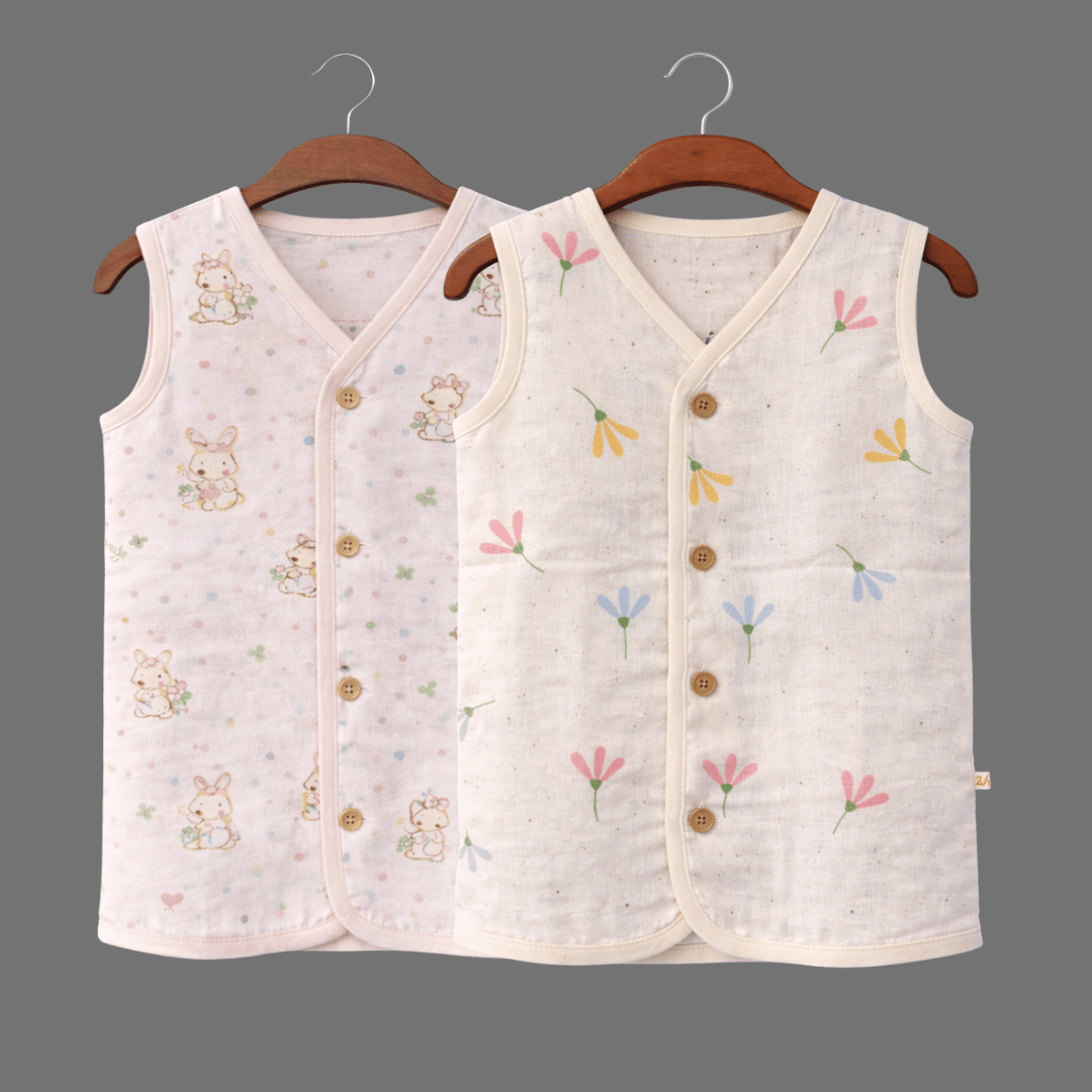 Unisex Soft Cotton Sleeveless Jhabla for Babies Combo sets