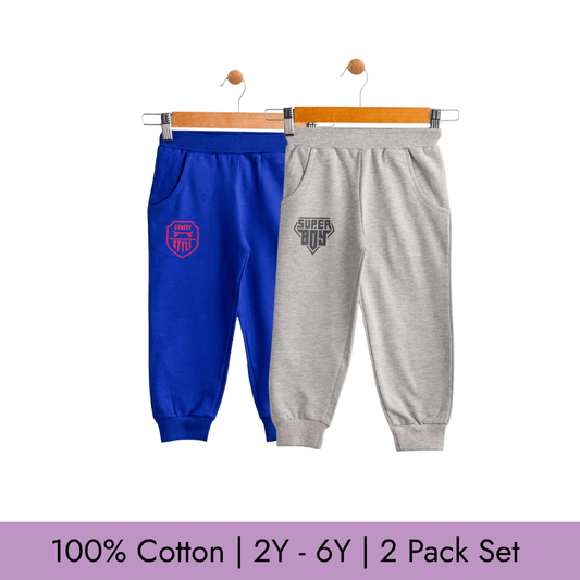 Todlerry Baby Joggers | logo Print | Pack of 2 |Soft & Breathable | 100% Cotton