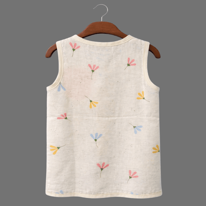 Unisex Soft Cotton Sleeveless Pastel Floral Jhabla for Babies