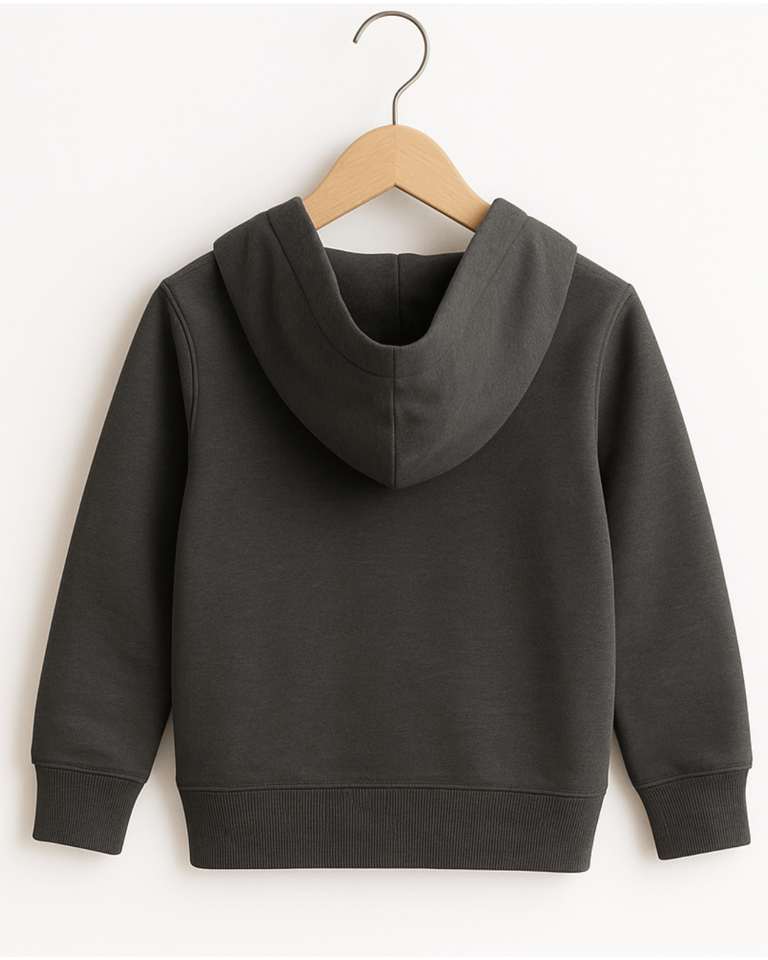 Dark Grey Full Sleeve with Front Zipper Hoodie for Kids 100% Cotton