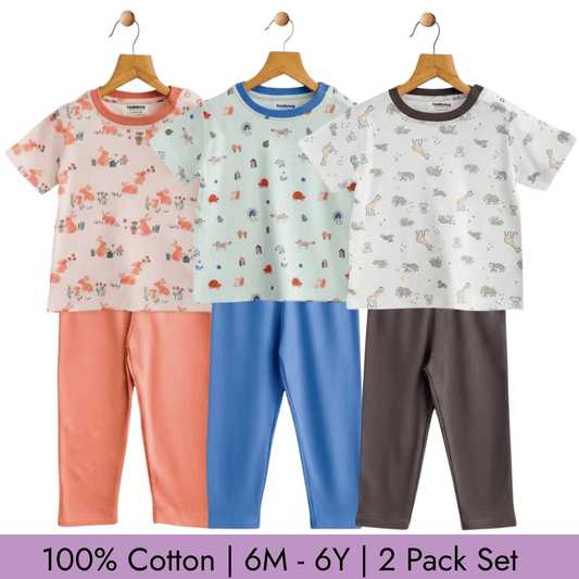 Unisex Pajama set Set of 3 Soft & Breathable 100% Cotton