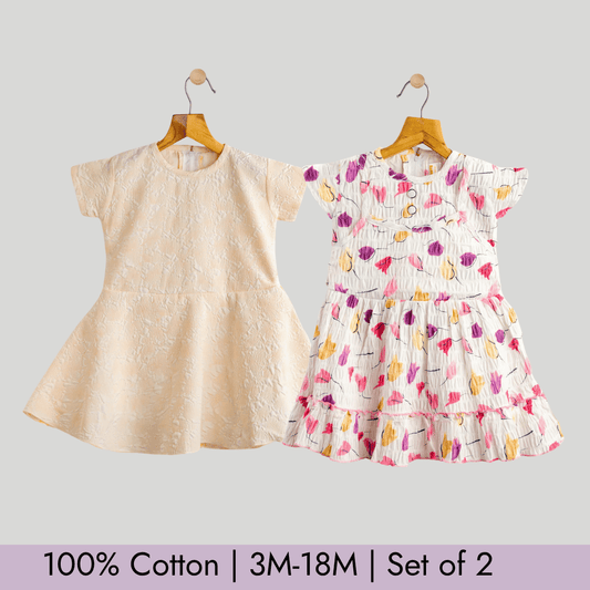 Todlerry Girls Frock | Pack of 2 |Soft & Breathable | 100% Cotton