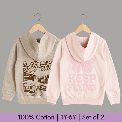 Full Sleeve Hoodie Set of 2 for Kids 100% Cotton