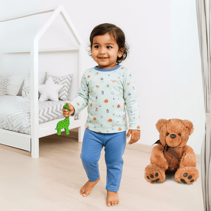 Unisex Pajama set Blue & Light green Soft & Breathable 100% Cotton