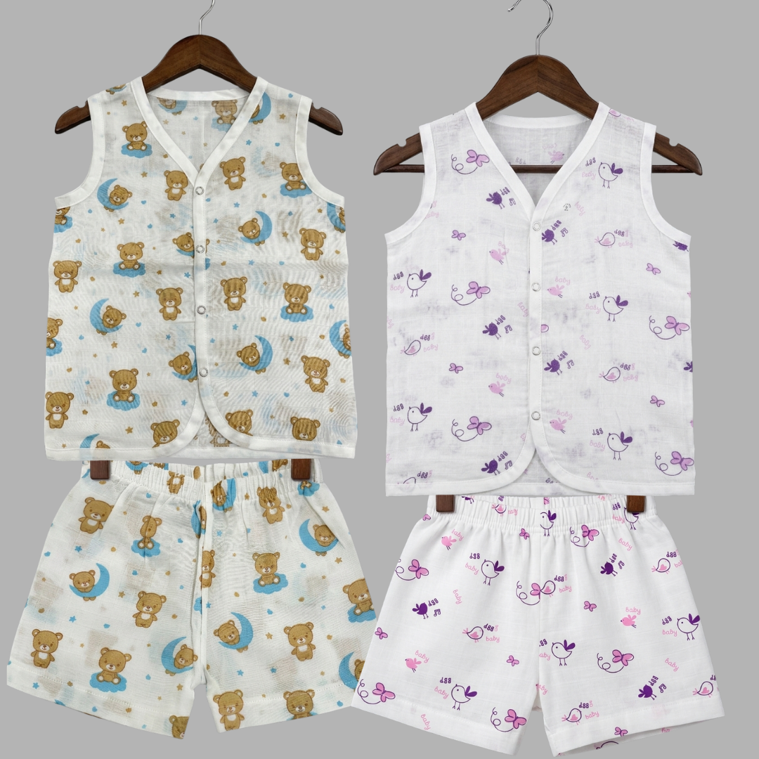 Summer Cotton Snap Up Jhabla & Shorts Set (Set of 2)