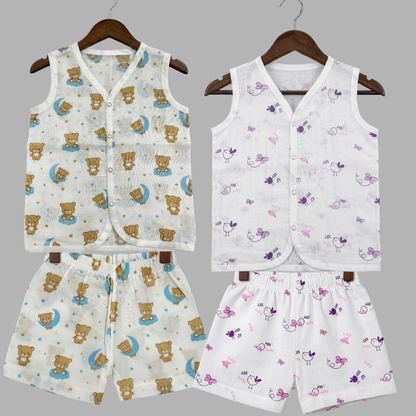 Summer Cotton Snap Up Jhabla & Shorts Set (Set of 2)