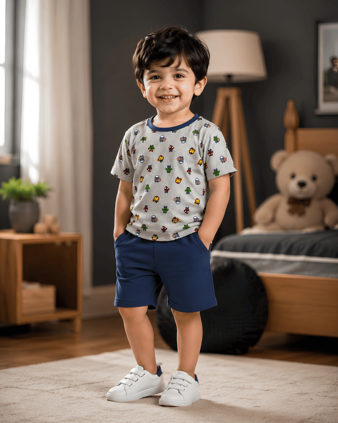 Todlerry Kids Superhero Cotton Shorts Set (Co-ord)