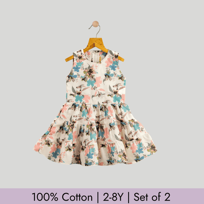 Todlerry Girls Frock | Pack of 2 |Soft & Breathable | 100% Cotton