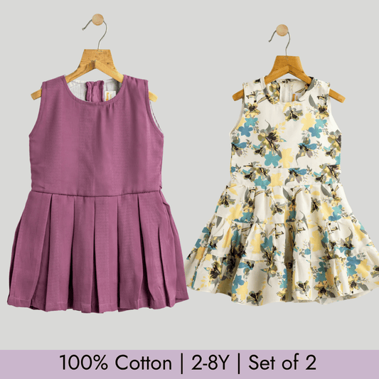 Todlerry Girls Frock | Pack of 2 |Soft & Breathable | 100% Cotton