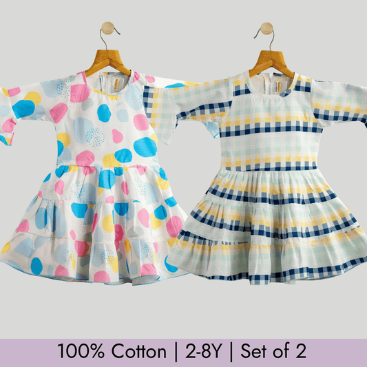 Todlerry Girls Frock | Pack of 2 |Soft & Breathable | 100% Cotton