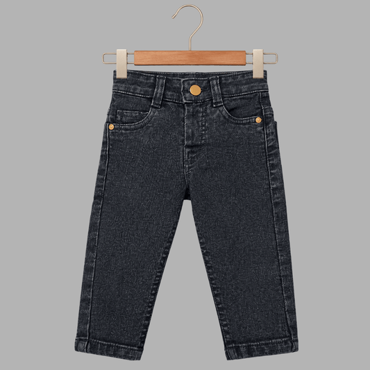 Kids Premium Stretch Straight-Fit Black Denim Jeans