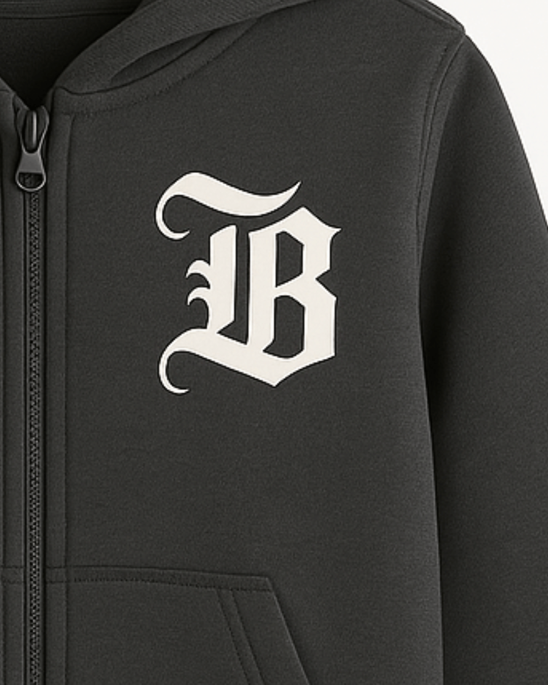 Dark Grey Full Sleeve with Front Zipper Hoodie for Kids 100% Cotton