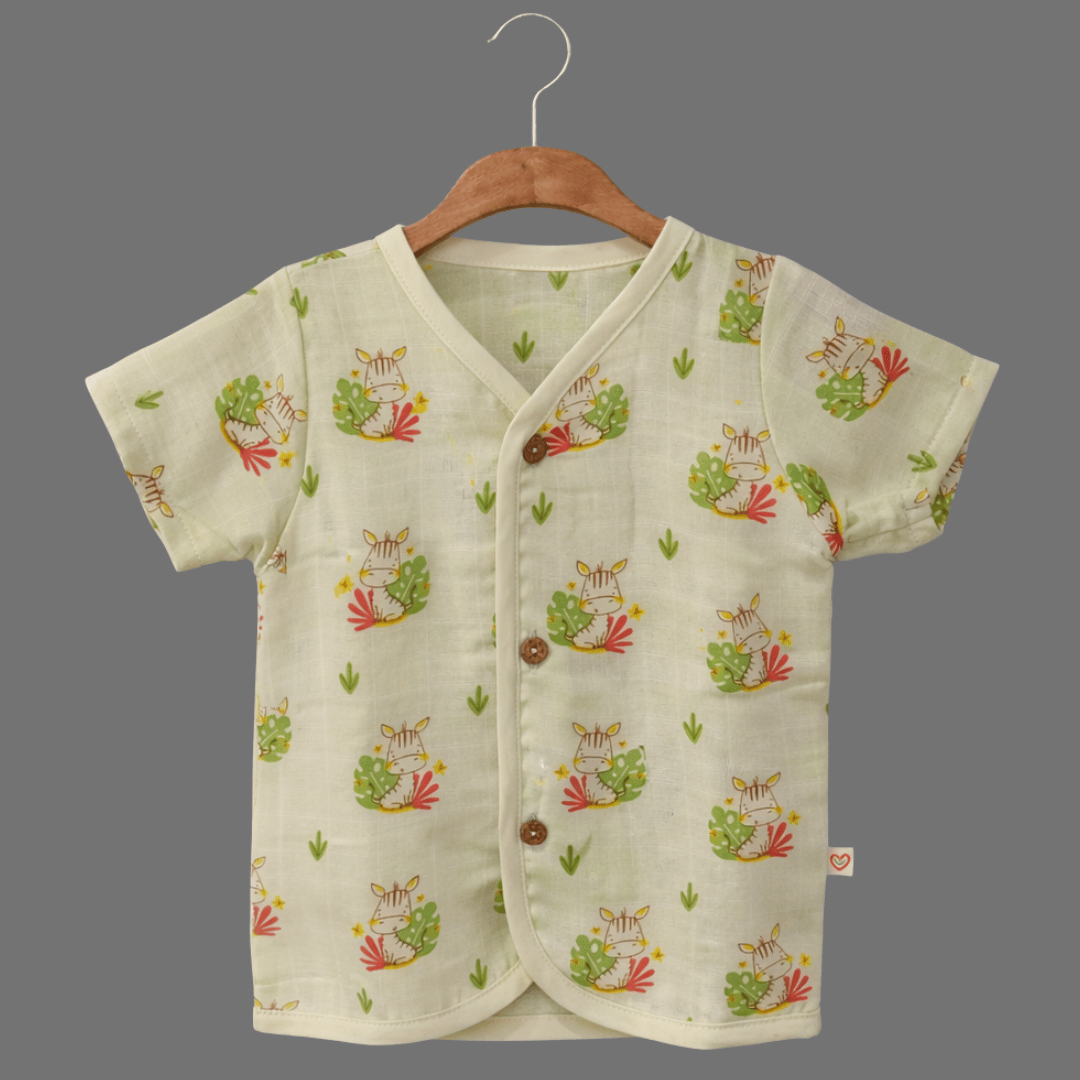 Unisex Comfy Cotton Cute Cow Jhabla With Soft Short Sleeve Button-Up