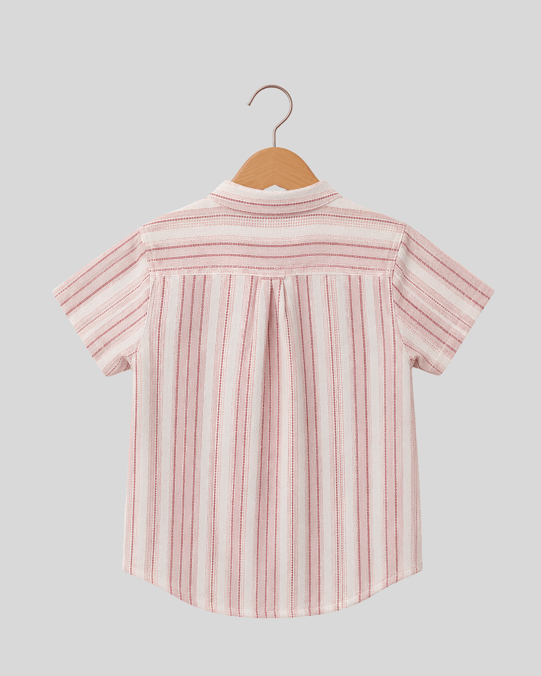 Boys Half Sleeve Striped Cotton Shirt, Soft Mandarin Collar Casual Shirt for Kids