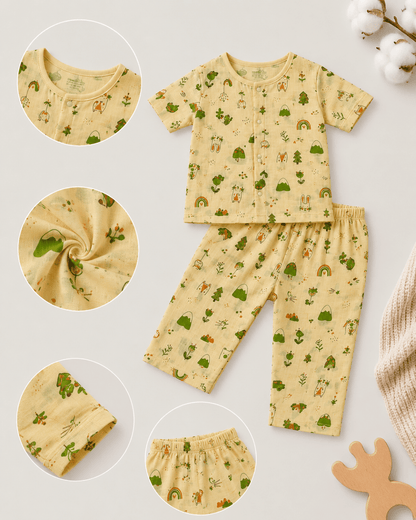 Cotton Kids Nightsuits - Pack of 2 Short Sleeve Sets for Boys & Girls
