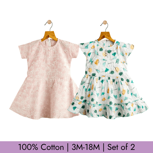 Todlerry Girls Frock | Pack of 2 |Soft & Breathable | 100% Cotton