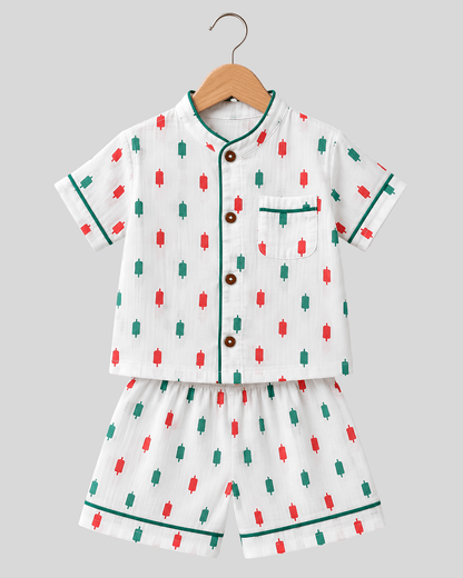 Todlerry 100% Cotton Kids Night Suit Set | Shirt & Shorts (4 Prints)