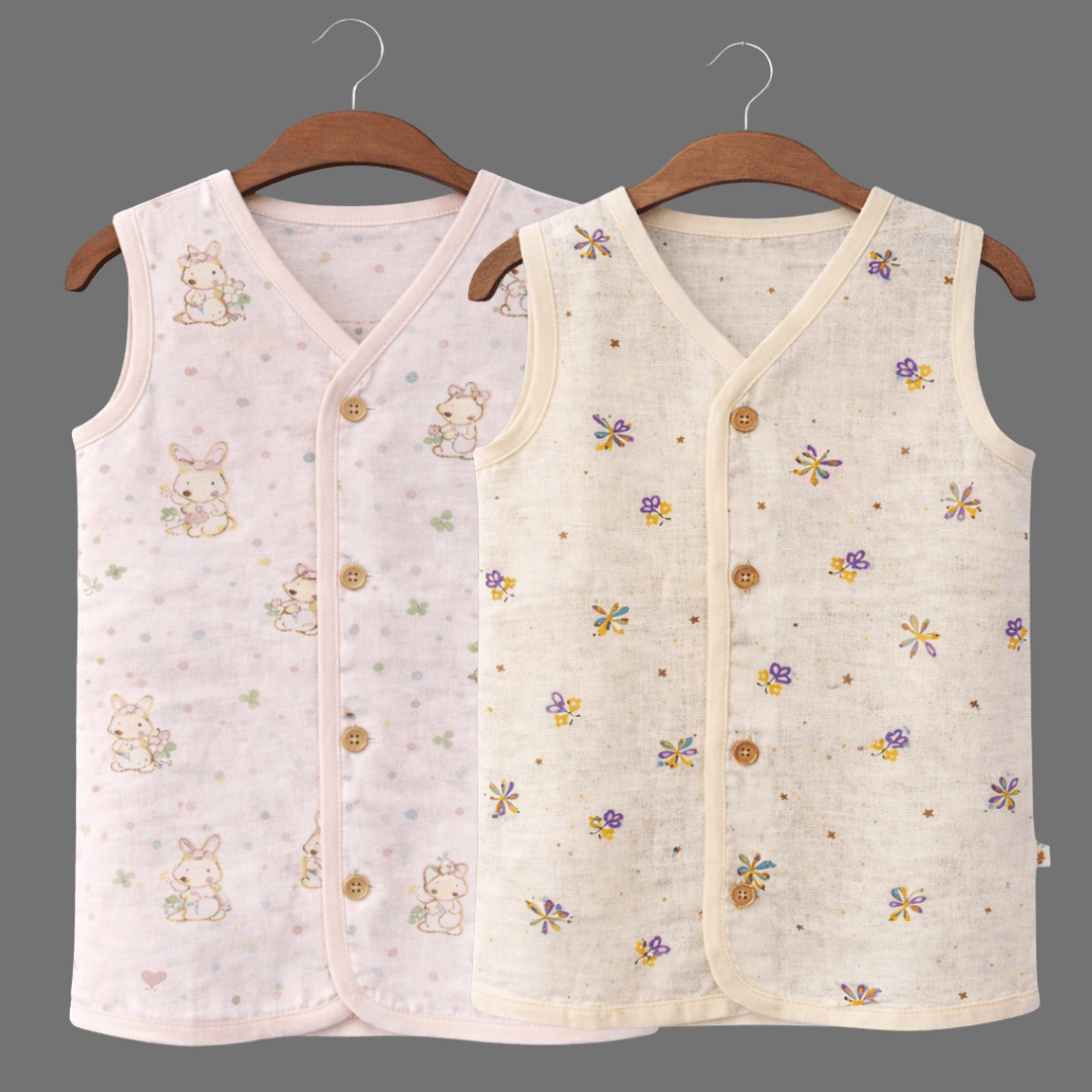 Unisex Soft Cotton Sleeveless Jhabla for Babies Combo sets