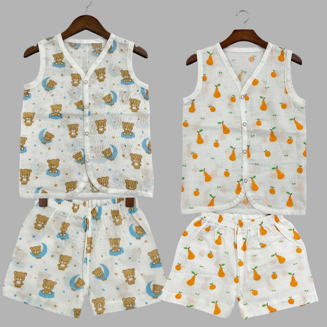 Summer Cotton Snap Up Jhabla & Shorts Set (Set of 2)