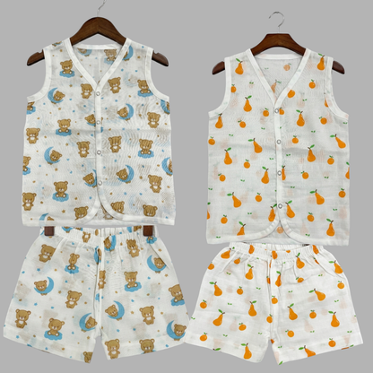 Summer Cotton Snap Up Jhabla & Shorts Set (Set of 2)